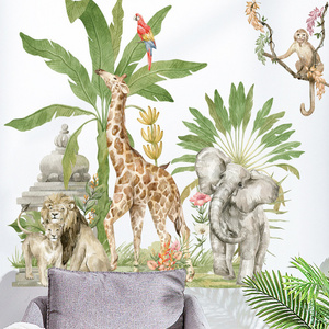 kids room decoration kawaii jungle animal african forest wall sticker