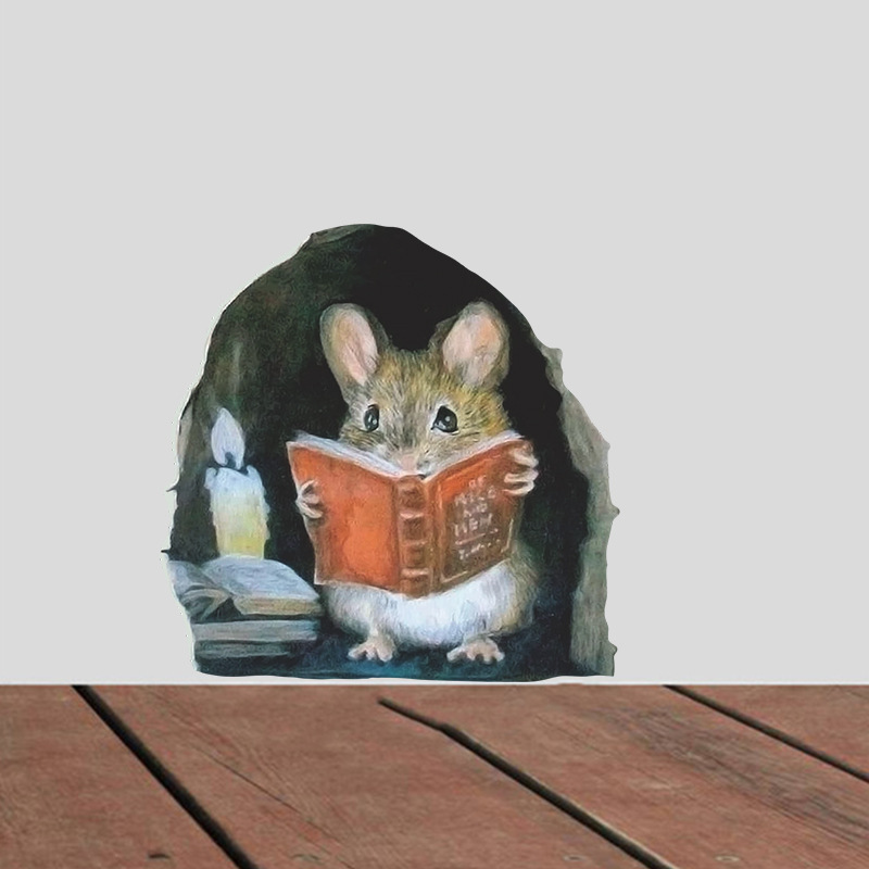 home decor living room self adhesive 3d cartoon mouse hole wall sticker