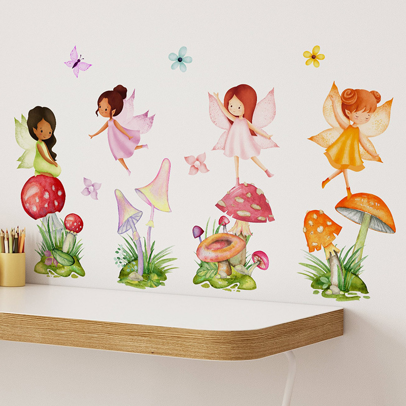 High Quality Fairy Princess Wall Stickers For Kids Waterproof PVC Die Cut Stickers For Home Decor