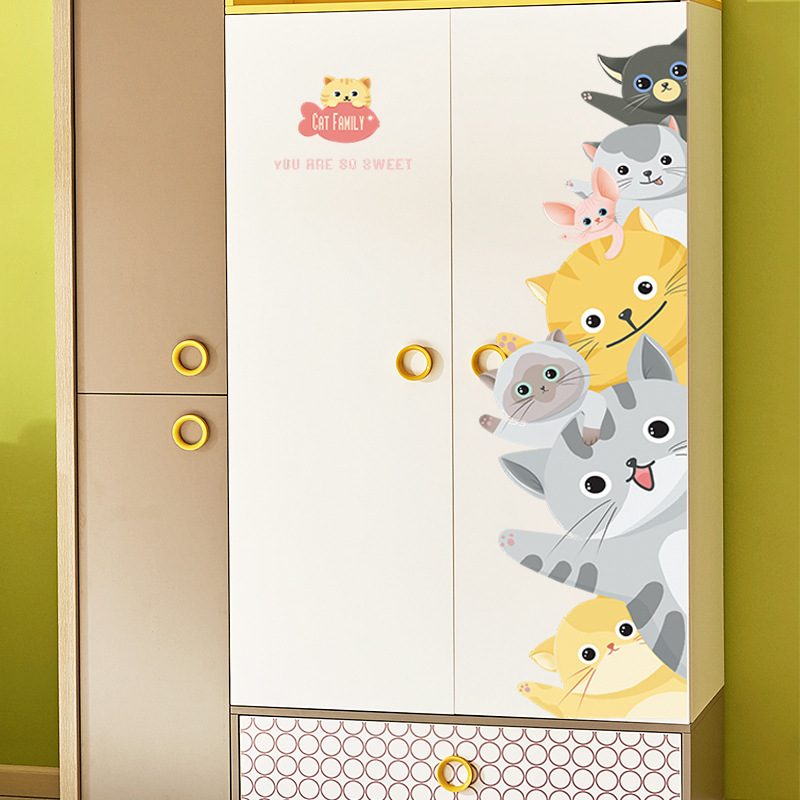 Creative cartoon cats kids wall decor decoration water proof wall stickers home decor for living room