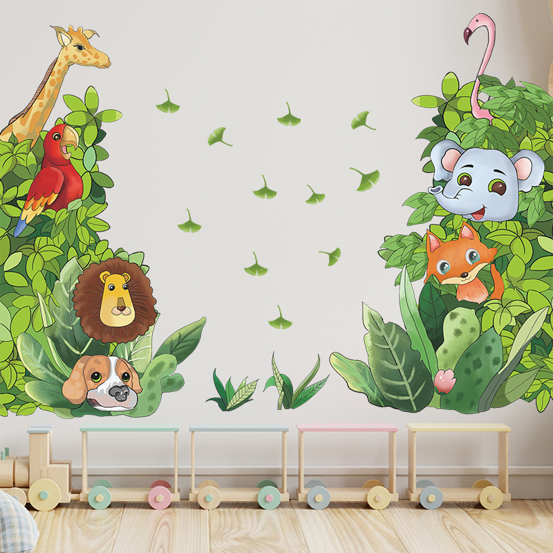 Creative jungle animals decorative wall stickers 3D water proof stickers home decoration for living room