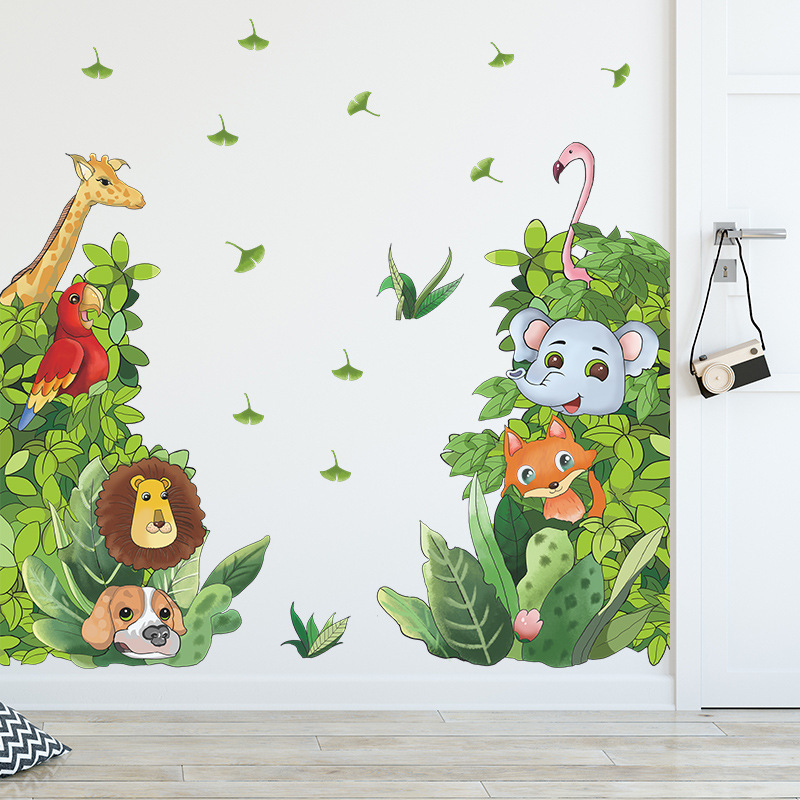 Creative jungle animals decorative wall stickers 3D water proof stickers home decoration for living room