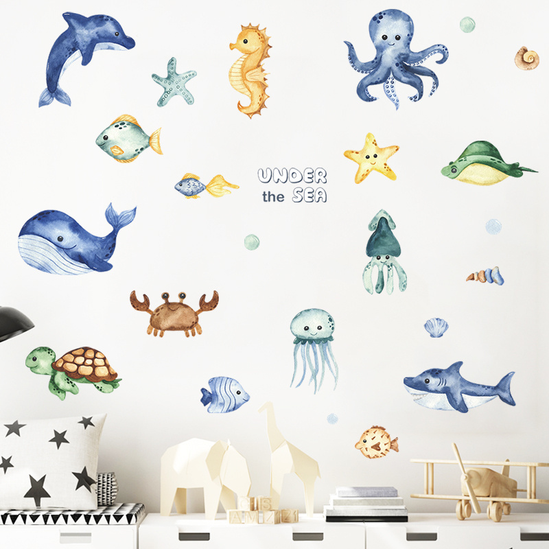 High quality underwater world wall stickers 3d home decoration for kids wall art stickers for home decor