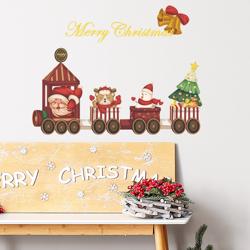 High quality santa claus snowman window cling for glass christmas sticker for kids wall stickers for home decor