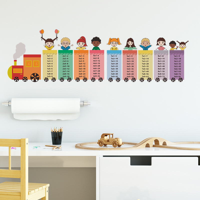 High quality little train 99 multiplication table wall stickers for home decoration wall stickers children for home decor