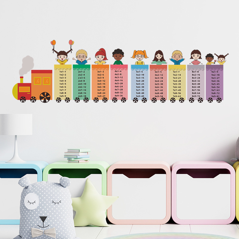 High quality little train 99 multiplication table wall stickers for home decoration wall stickers children for home decor