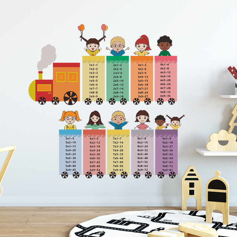 High quality little train 99 multiplication table wall stickers for home decoration wall stickers children for home decor