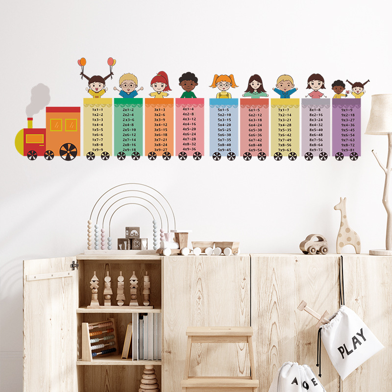 High quality little train 99 multiplication table wall stickers for home decoration wall stickers children for home decor