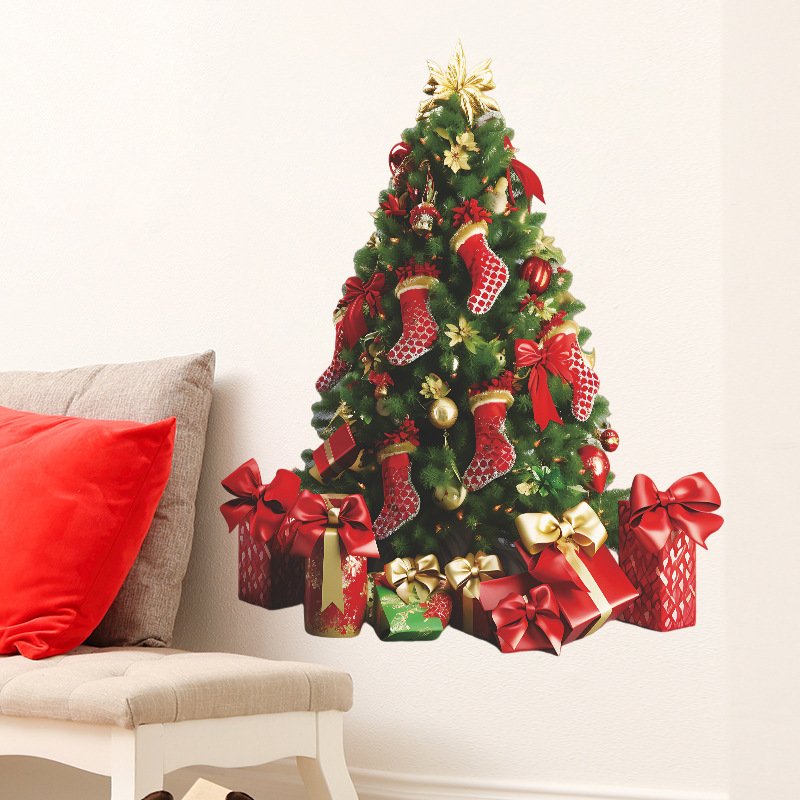 High quality 3d christmas tree christmas wall sticker christmas stickers window wall stickers for home decor