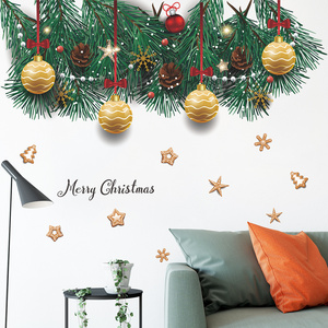 High quality christmas tree pinecone christmas wall sticker christmas decoration stickers wall stickers for home decor