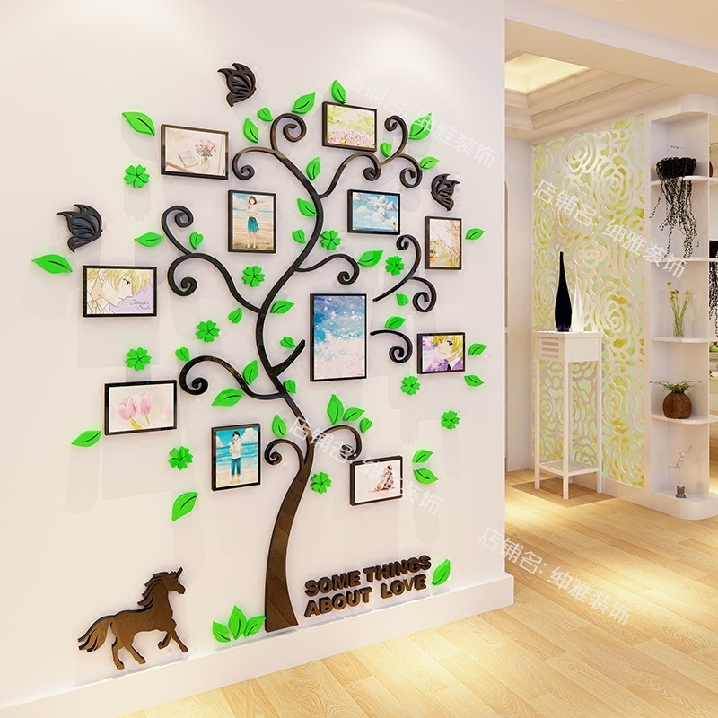 Home decoration adhesive photo frame family tree acrylic 3d wall stickers decoration for Family tree wall decals