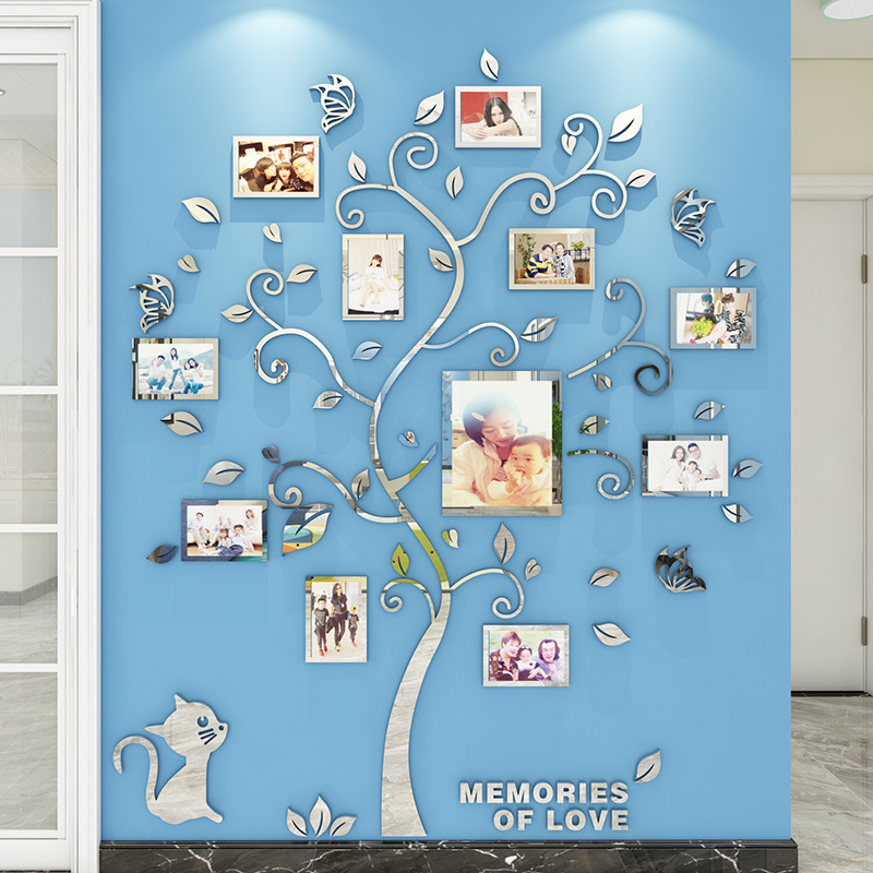 Home decoration adhesive photo frame tree acrylic 3d wall stickers Family tree wall decals