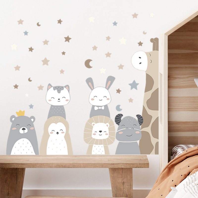 self adhesive 3d cartoon animals woodland baby wall decals