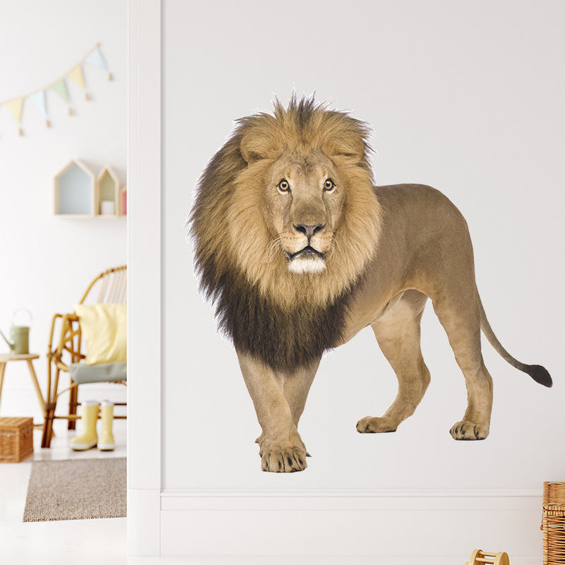 PVC water proof Cool lion decoration wall sticker for kids boy bedroom decoration