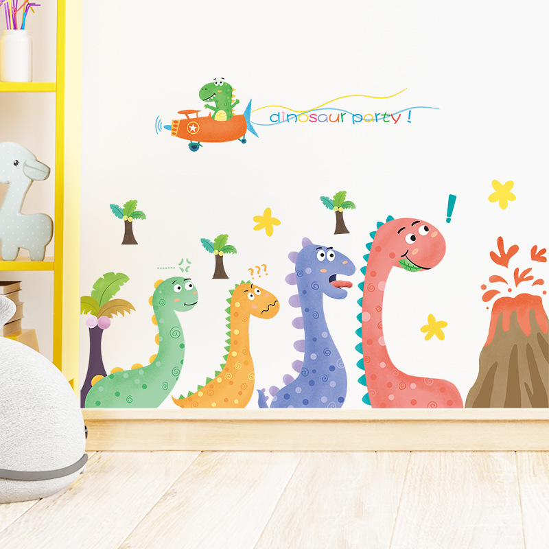 hot sale self adhesive 3d dinosaur headboard bed wall stickers for boys room