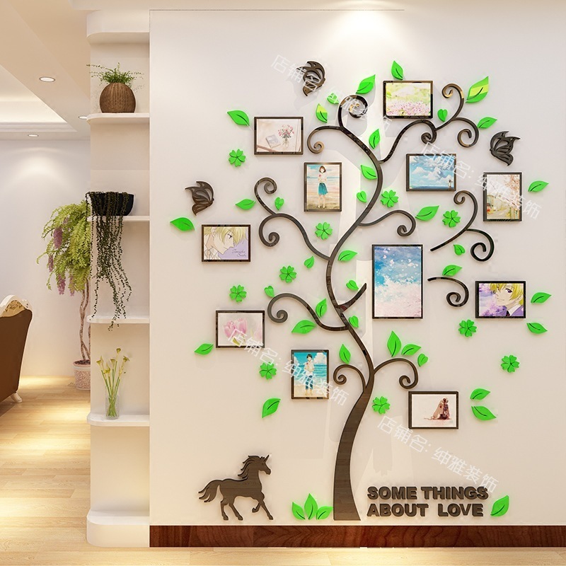 Home decoration adhesive photo frame family tree acrylic 3d wall stickers decoration for Family tree wall decals