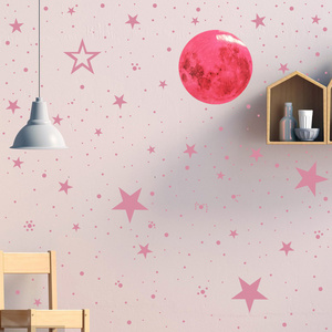 High quality pink luminous wall sticker round dot and moon star wall stickers for home decor