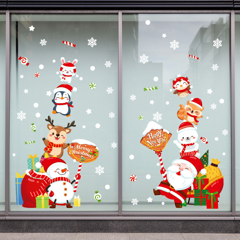 Self-Adhesive Removable Christmas tree window sticker wall decals for home shop party decoration