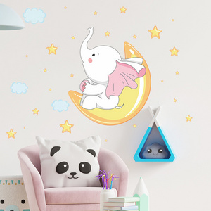 Pvc removable water proof good night wall stickers for nursery children bedroom decoration watercolor kids wall decals