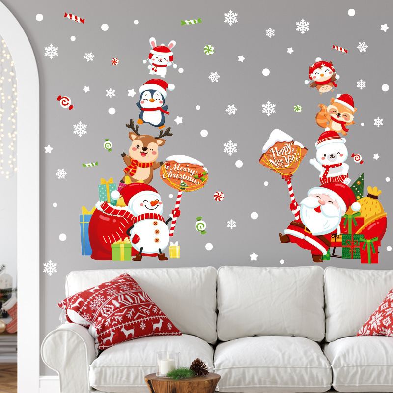 Self-Adhesive Removable Christmas tree window sticker wall decals for home shop party decoration