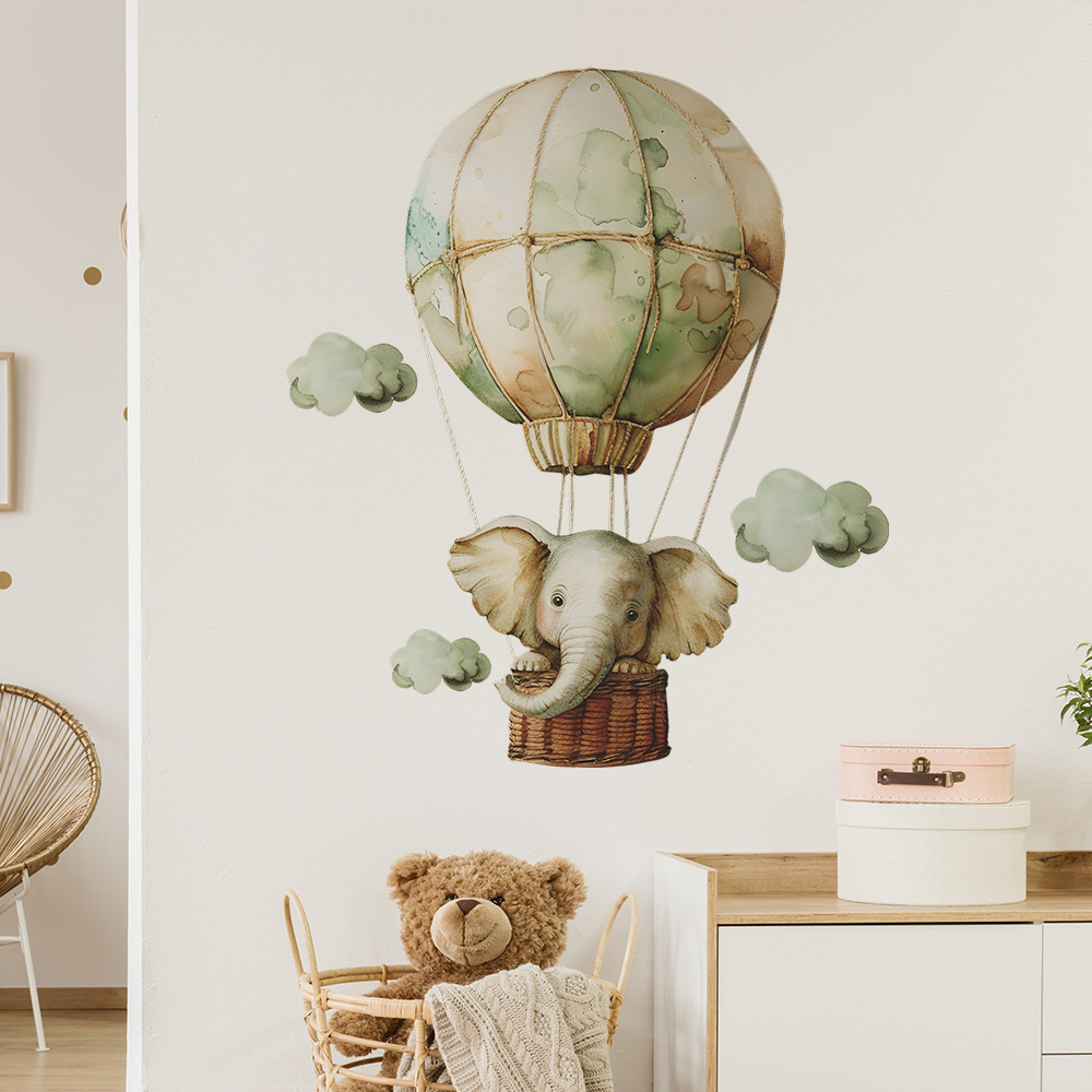 Creative hot air balloon elephant die cut stickers water proof stickers for home decor kids room decoration