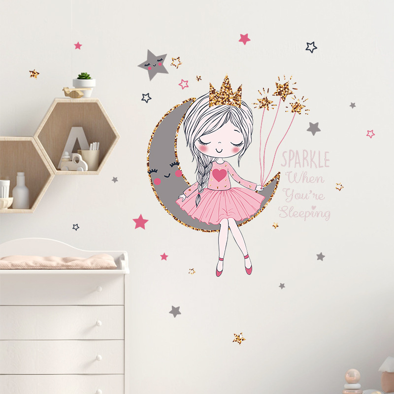 Self adhesive hot-selling girls wall stickers decals for nursery baby kids bedroom decoration