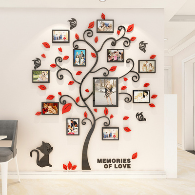 Home decoration adhesive photo frame tree acrylic 3d wall stickers Family tree wall decals