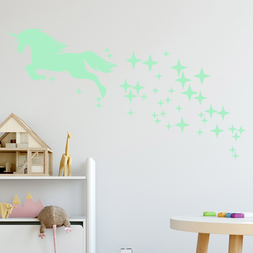 Custom vinyl baby room decor 3d stars glow in the dark wall stickers unicorn