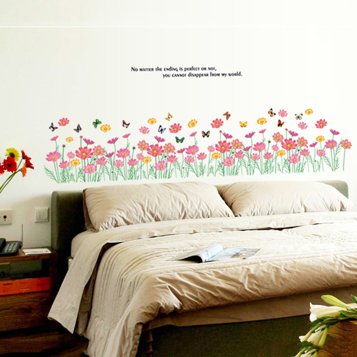 Home decor 3d butterfly self-adhesive flower stickers wall for bedroom