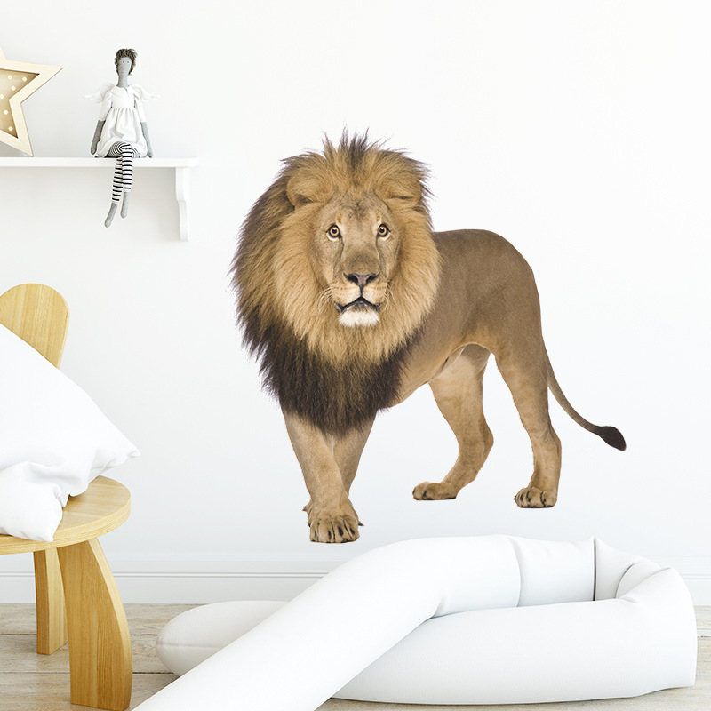 PVC water proof Cool lion decoration wall sticker for kids boy bedroom decoration