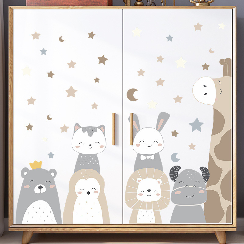 self adhesive 3d cartoon animals woodland baby wall decals