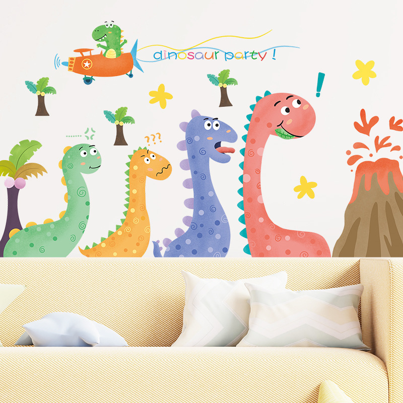 hot sale self adhesive 3d dinosaur headboard bed wall stickers for boys room