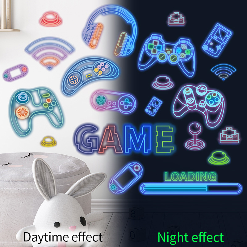 High quality gamer wall stickers for kids room glow in the dark stickers for home decor