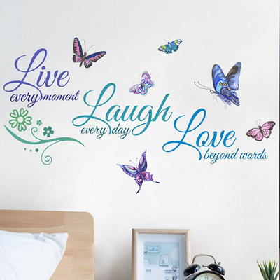 High quality LIVE LAUGH LOVE butterfly wall decor water proof stickers wall stickers for home decor