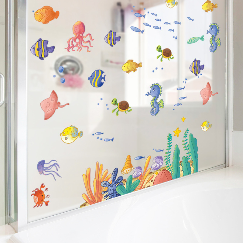 Cartoon underwater world wall decals kids room custom waterproofs decals die cut stickers classroom decorations for kids