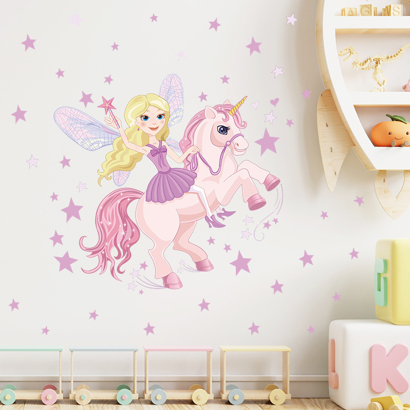 yiwu hot sale bedroom wall decoration 3d unicorn nursery sticker wallpaper