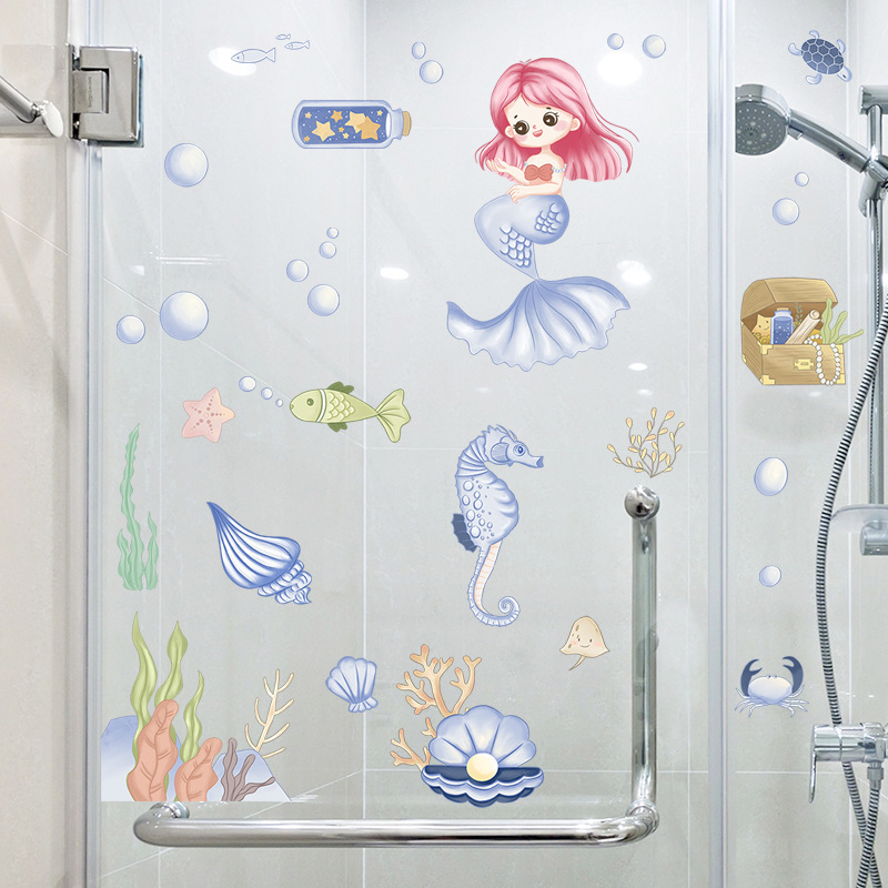 High quality ocean world mermaid wall decals kids room custom waterproofs decals baby wall stickers bedroom