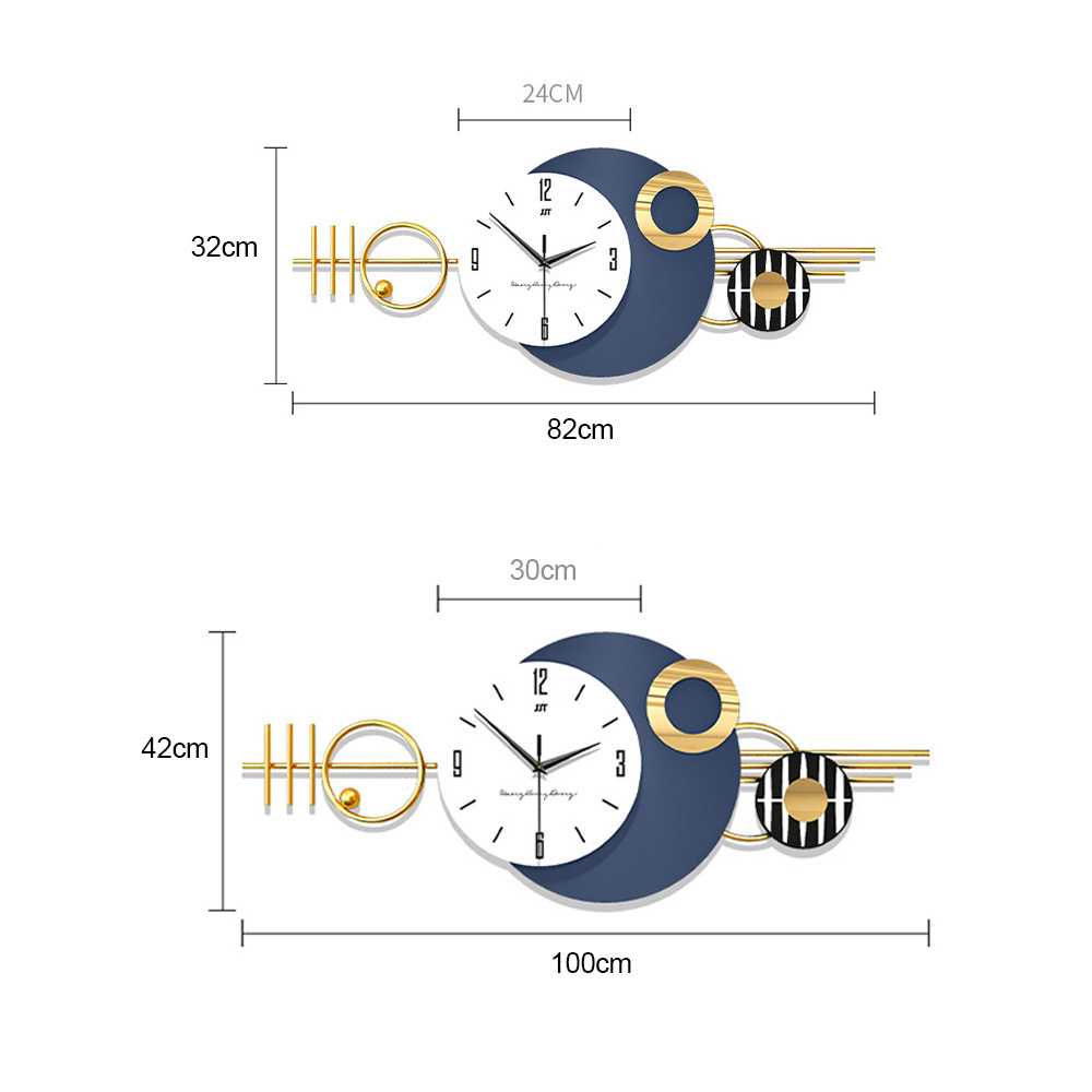 Large size creative Fashion Nordic metal silent quarts wall clock for living room decoration