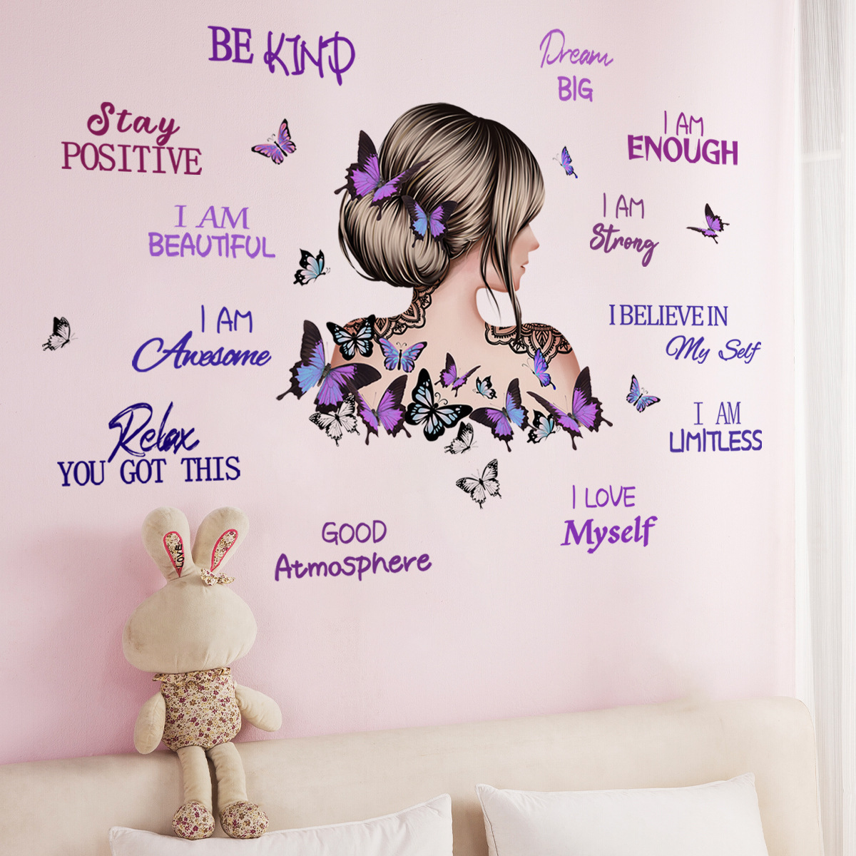 High quality princess butterfly decorations 3d large decoration wall decal room wall stickers for home decor