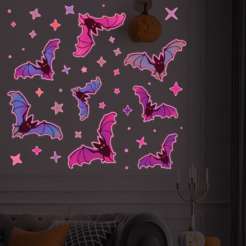 New design bats sticker glow in the dark stickers halloween window stickers for home decor