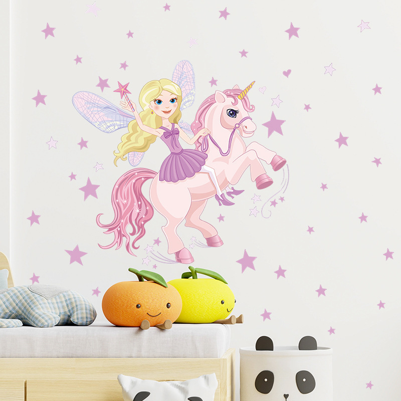 yiwu hot sale bedroom wall decoration 3d unicorn nursery sticker wallpaper