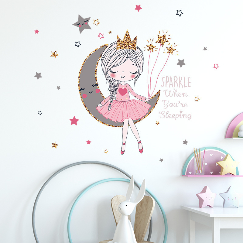 Self adhesive hot-selling girls wall stickers decals for nursery baby kids bedroom decoration