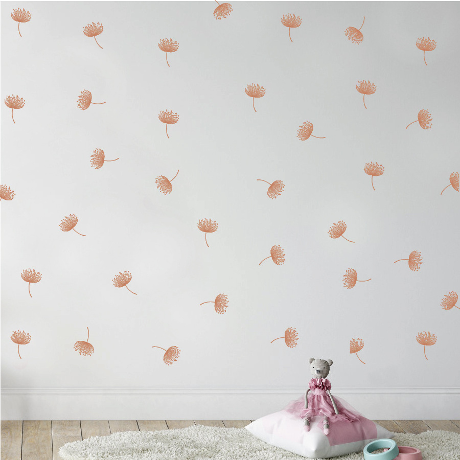 hot sale removable dandelion boho wall stickers for kids baby room decoration kiss cut wall decals girls gift