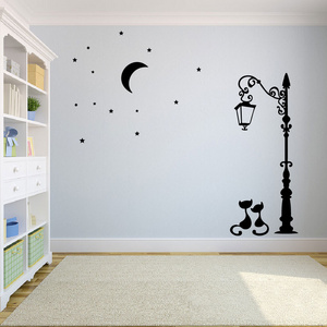 High quality street lamp cats star wall stickers large decoration wall decal room wall sticker 3d self-adhesive for home decor