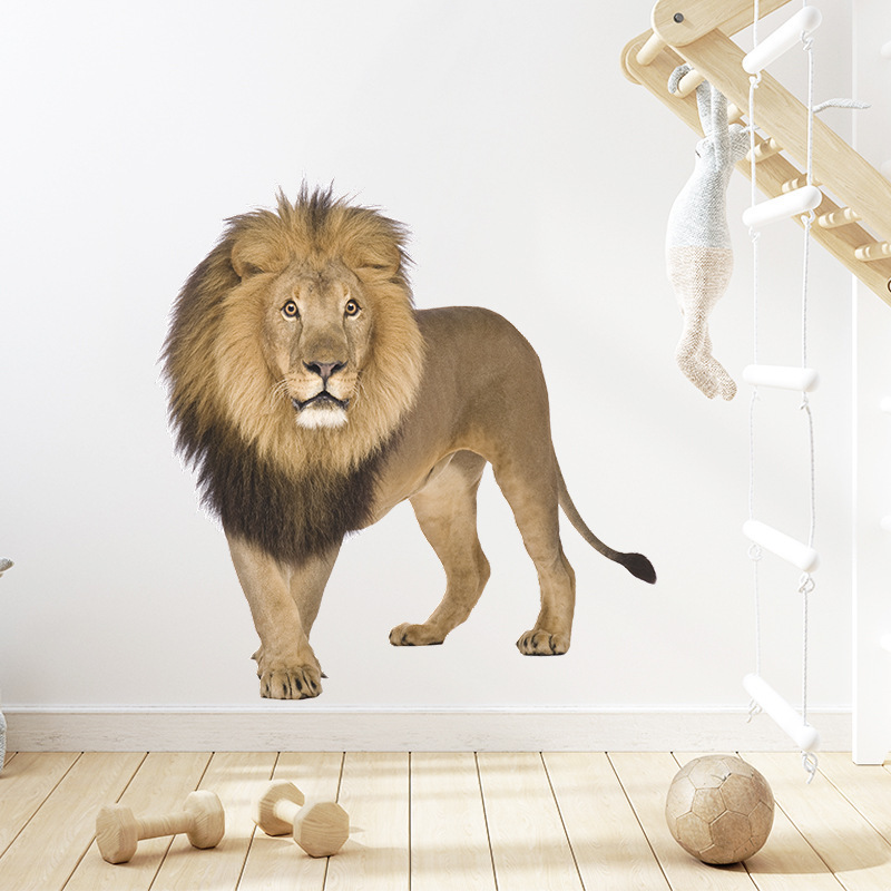 PVC water proof Cool lion decoration wall sticker for kids boy bedroom decoration