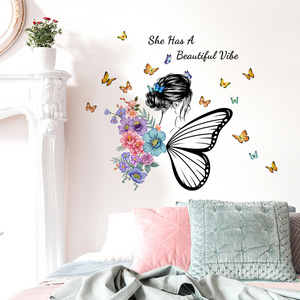 Creative flowers princess butterfly decorations 3d large decoration wall decal room wall stickers for home decor