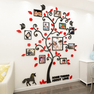 Home decoration adhesive photo frame family tree acrylic 3d wall stickers decoration for Family tree wall decals