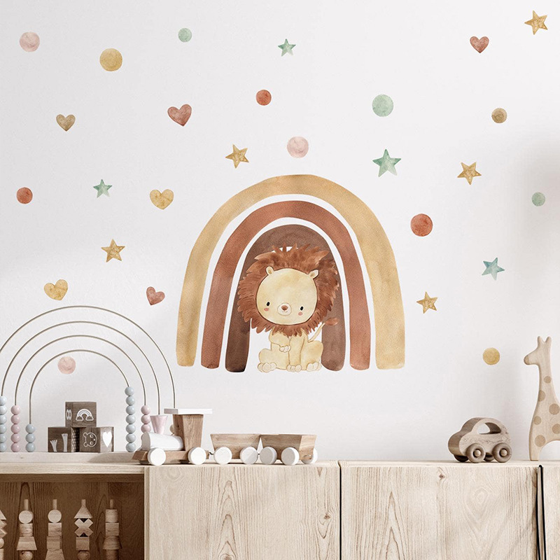 Creative lion stars rainbow wall decal water proof stickers for home decor for living room