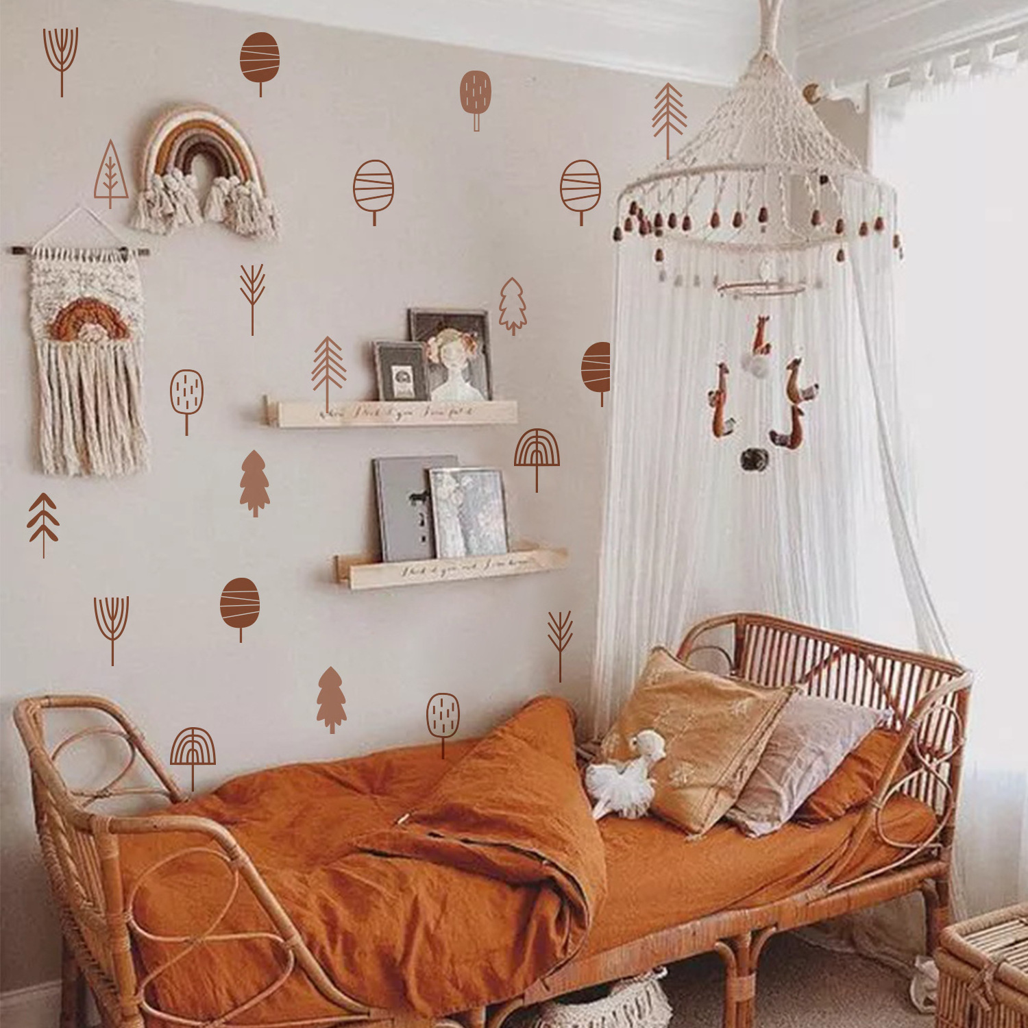 Creative boho wall stickers removable tree wall stickers for kids bedroom