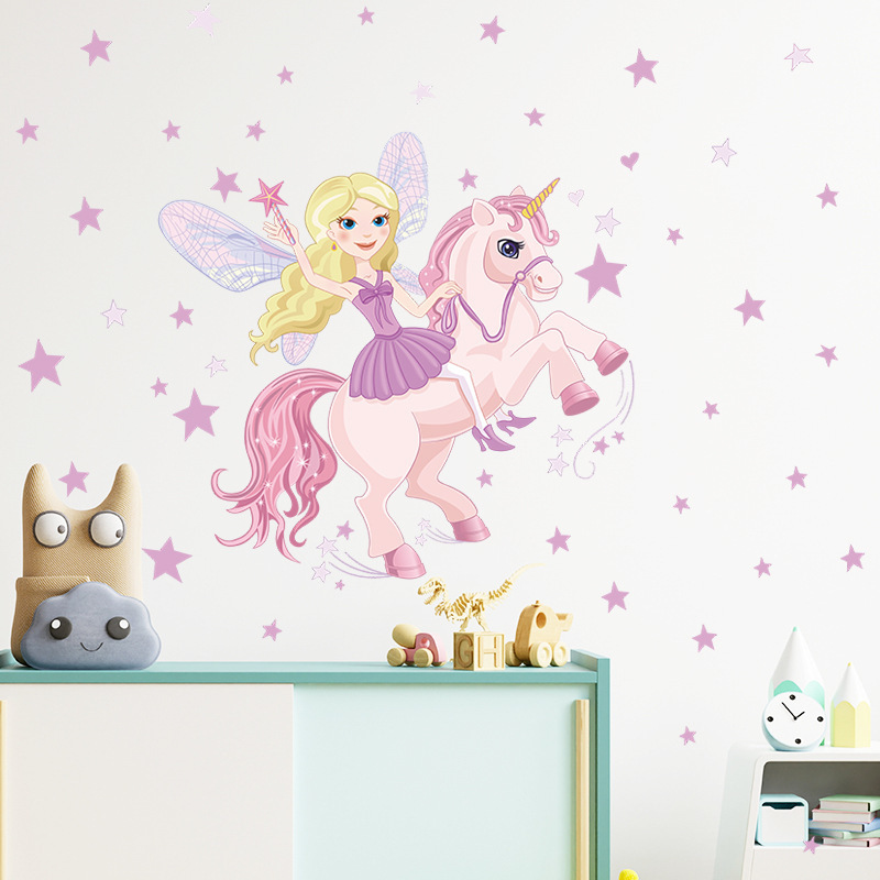 yiwu hot sale bedroom wall decoration 3d unicorn nursery sticker wallpaper